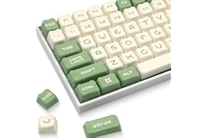 GMKWTL XVX Cute Bear Keycaps, Matcha Green and Creamy Keycap Set with MDA Profile, Double Shot PBT Keycaps Suitable for Cherry Gateron MX Switches Mechanical Keyboard