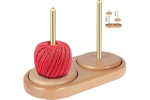 TOABOA Soporte doble para ovillos de lana de madera, 24 x 16,5 cm, para tejer de haya, ganchillo, regalo para los amantes del punto, artesanía, ganchillo, punto (A)