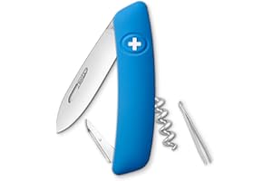 SWIZA Couteau suisse D01, acier 440, verrou de lame, plateaux antidérapants rouges, 6 fonctions