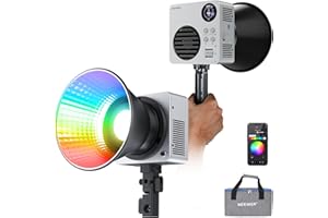 NEEWER HB80C 80W RGBWW LED Videolicht mit 72Wh Akku & 100W PD Schnellladung, Bowens Mount, 2500-7500K Farbtemperatur, 10400lx/m Helligkeit, 18 Lichteffekte für Studio, Fotografie & Videoaufnahmen