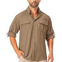 Chemise Homme Safari Anti-UV UPF50+ - Manches Longues, Séchage Rapide, Idéale Pêche, Randonnée