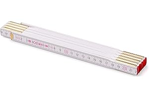 M METRIE Metrie - Metro pieghevole professionale in legno, 1 pezzo, 2 m di lunghezza, con doppia graduazione, colore bianco, prodotto nell’Unione Europea