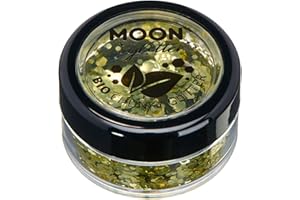 Biologisch abbaubarer Öko-Glitter von Moon Glitter - 100% kosmetischer Bio-Glitter für Gesicht, Körper, Nägel, Haare und Lippen - 3g - Gold