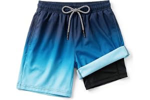OSDUE badshorts för pojkar med kompressionsfoder barn 7-14 år | Snabbtorkande badshorts för pojkar 2-i-1 anti-skavning badbyxor med fickor för strand poolbräda badbyxor