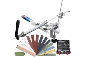 CWOVRS Knife Sharpeners Professional, RUIXIN PRO RX-009 Knife Sharpening Kit, 360° Flip Rotation, Upgrade Fixed-Angle & Adjustable Knife-Clip, Chef Knife Sharpening System, 12 Stones Kit