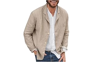 AEGJEGVD Men Linen Shirt Jacket UK Clearance Cotton Linen Casual Blazer Three Buttons Solid Color Loose Suit Jacket Sport Coat Summer Spring Shirts Comforty Lightweight Stylish Blazers Jackets
