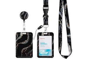 PCUNTSLO Porte Badge avec Cordon Tour de Cou, Lanyard Strap Neck avec Swivel Lobster Clasp, Porte Carte pour Bureau École, Carte de Bus (MABRE NOIR)