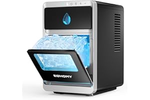 EUHOMY LunaArc Crescent Machine à Glaçons Portable avec Croissant de Cristal 1600 Pièces/Jour Prêt en 12 Minutes Nettoyage Automatique en Profondeur Machine à Glaçons pour Whiskey/Café/Boissons