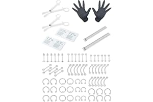 LOLIAS 84PCS Kit de Perforación Profesional de Acero Inoxidable 14G 16G Anillos de Ombligo Piercing de Cartílago Helix Daith Septum Hoop Piercing Kit Tongue Tragus Pezón Labio Piercing Body Jewerly