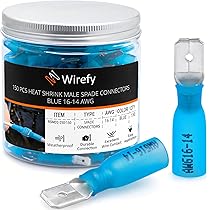 Wirefy 150 Stuks Kabelschoenen Vlakstekker Kit Mannelijke Krimpkous - Male Spade Connectoren - Elektrische Krimpkous - 1,5-2,5 mm²