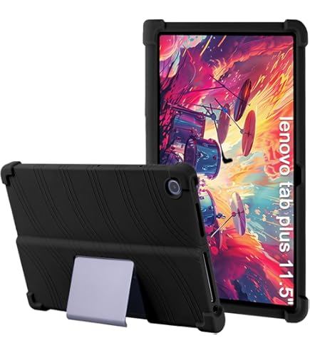 MingFeng Case Compatible With Fro Lenovo Tab Plus 11.5 Inch (2024) Tablet With 4 Airbags (TB351FU) Folding Stand Cover Silicone Kids Thick Hand Anti Drop Design (Blue