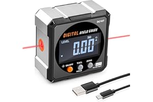 ELIKLIV Digital Angle Finder,2 in 1 Laser Angle Gauge Level Box with Magnetic Base for Angle Seting on Miter Saw,Table Saw,Drill Presses, Band Saws & Hanging Picture