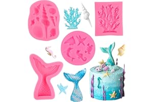 PEAKTOP 4 x silikonowa forma 3D, zwierzęta morskie, fondant, syren, DIY, oceaniczne zwierzęta, forma do fondantu, duże zwierzęta, silikonowa forma do pieczenia ciast, czekolady, mydła, tortów, 4 szt