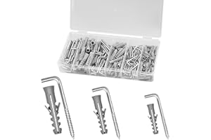 wonkeken 180 ganchos en L con tubo de expansión, ganchos de pared de acero inoxidable, ganchos de metal de ángulo recto, ganchos de metal para colgar cuadros para casa, lugar de trabajo, oficina