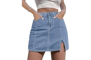 NEYOUQE Jeans Rock Damen Sommer Kurze Hose mit Taschen Shorts Skirt