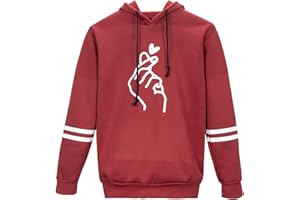 SIMYJOY Femme Coeur de Doigt Sweats à Capuche l'amour Pulls Mignonne Sweat Cool Vintage Pulls Manches Longues Pulls pour Femme Fille