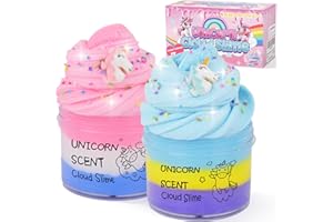 KEEMANMAN Slime Nuvola Unicorno 2 Pezzi – Kit Slime Profumato per Bambini, Ragazze, Ragazzi e Adolescenti – Giocattolo Carino e Preppy, Regalo di Compleanno, Feste, Calze Natalizie