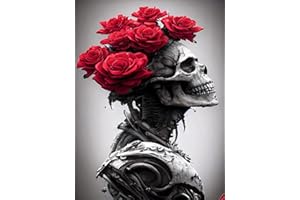 TAASMOOG 5D Diamant Gemälde, Farbige Diamond Painting Set, DIY Cross Stickerei Malerei Kits 5D Diamant Gemälde Voller Bohrer Diamond Painting für Home Wall Dekorationen (Totenkopf) (Rosa)