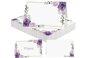 FIRCLFUY 50pcs Tischkarten Hochzeit Deko Platzkarten Blanko 11 x 8,4 cm Tischdekoration Tischkärtchen zum Beschriften Tischreservierung Namenskarten Geburtstag Kommunion Taufe Feier (Lila)