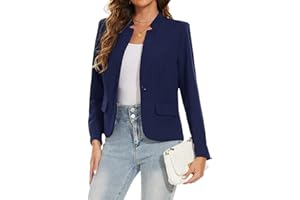 MINTLIMIT Womens Casual Blazer Collarless Suits & Blazers One Button Jackets Long Sleeve Outerwear Flap Pockets Cardigan
