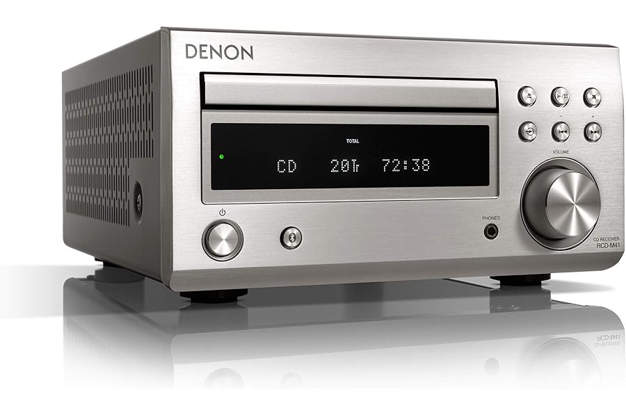 Denon RDCM41DAB Hifi Receiver With CD Player, Audio Receiver HiFi, Bluetooth, 2x30W + Subwoofer PreOut, FM Radio / DAB / DAB+ Tuner, 2x Digital Optical Input & 1x Headphone Output - Silver