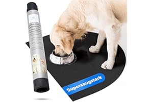 Miggo® Saugfähige Premium Napfunterlage Katze und Hund Halbrund 40x50 cm Schwarz Futtermatte, Futterunterlage Hundenapf, Fressnapf Katze, rutschfeste Unterlage, Für Futter,Wasser,Brunnen Kunstleder