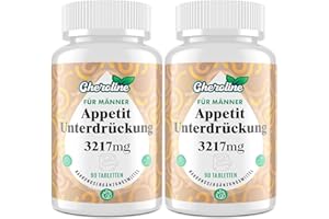 ‎CHEROLINE 12-in-1 Appetitzügler & Fettverbrenner für Männer – 3217mg Hochdosiert mit Glucomannan aus der Konjakwurzel, Grüntee, Chitosan & Forskolin – Natürlich, Ballaststoffe, Sättigung (90 Stück (2er Pack))