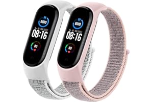 Tobfit Nylonowa Miękka Bransoletka Oddychająca (Różowy + Szary), Kompatybilna z Xiaomi Mi Band 5/6/4/3, Amazfit Band 5