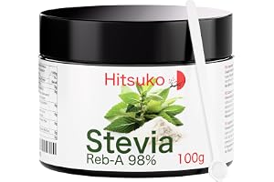 Ultrakoncentrerat steviapulver – RebA 98% (100g) | Upp till 470 gånger sötare än socker – En liten mängd räcker till drycker, bakning och desserter