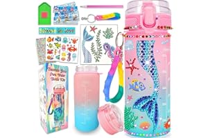 JoyJoyful Regalo Bambina 5 6 7 8 9 10 Anni, 600ml Sirena Borraccia Giochi Bambina 4-10 Anni Femmina, Pittura Diamantata Kit Lavoretti Creativi per Bambini, Regalo Compleanno Ragazza 11 12 Anni