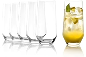 Stölzle Lausitz Vasos de Longdrink Quatrophil Set de 6, 390ml – Elegantes Vasos para Longdrinks y Cócteles – Vasos de Cristal para Agua y Jugos – Resistente a Golpes y Aptos para Lavavajillas