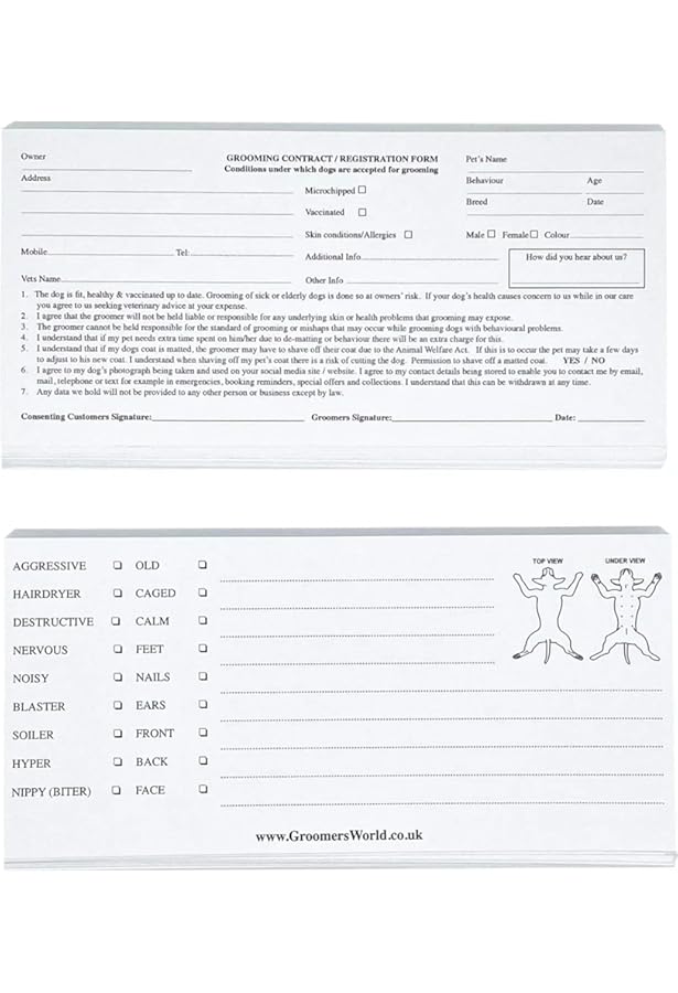 Wootile Pet Grooing Client Cards, 8X5 Inch, Detailed Inforation - View #10