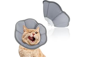 Halskrause Katze,ACTOYS Katzenkragen Einstellbarer,Katze Halsband,Weich Halskrause,Atmungsaktive Haustier Kragen nach op Operation für Kleine Hunde und Katzen(Grau,M)