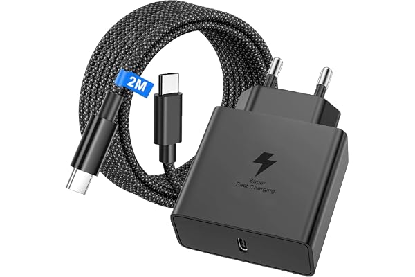 45W Snabbladdare för Samsung Galaxy S26 Ultra/S26+/S26/S25/S24/S23/S22/S21 Ultra/S20/Note 20, Snabbladdare med 2M Flätad Nylo
