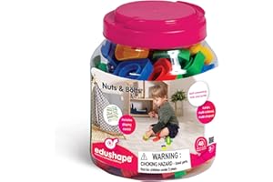 Edushape Nuts & Bolts 48 Pieces for Kids. Children's Sensory Shapes & Colour Matching Toy. Tightening Screw Shape Sorter. Toddler Educational & Developmental Game. Boys & Girls 3 Years +