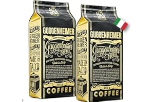 GUGGENHEIMER COFFEE - 500 g Espresso Kaffee GEMAHLEN - wenig Säure und Bitterstoffe - Bester Espresso für Espressokocher - Aromabeutel zu 2 x 250g
