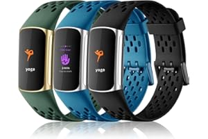 Epova 3 Pezzi Cinturino Compatibile con Fitbit Charge 5 Cinturino/Fitbit Charge 6 Cinturino, Regolabile Braccialetto di Ricambio Bande Sportive Morbide e Traspiranti per Charge 5/Charge 6