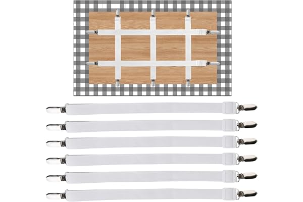 YOUNLEN 6 PCS Clips de Nappe à Sangle Cachée, Pince à Nappe Extérieure, Cachés Pinces Nappe, Clip de Sangle élastique pour Sécuriser Nappe Pique-Nique Tables Canapé Lit (Blanc)