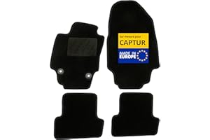 DBS – Tapis de Voiture - sur Mesure pour Renault CAPTUR (03/2013-11/2019) – Antidérapants avec Clips de Fixation – 4 Tapis Auto Avant/arrière – Moquette Noire