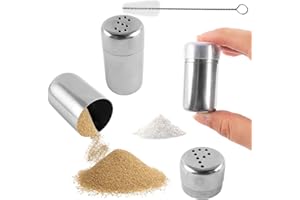 ECLIPSEGUARD Mini Salzstreuer, Salz und Pfeffer Streuer Set 2-teilig, Edelstahl mattiert Salzstreuer Streuer 5ml Pfefferstreuer Gewürzstreuer mit Löchern für Bento Box, Auto, Büro, Camping, Unterwegs
