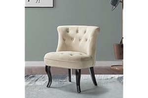 HULALA HOME Velvet Dining Chair Dressing Vanity Chairs Kitchen Upholstered Accent Chair with Black Legs for Dining Room Living Room Bedroom (1, TAN)