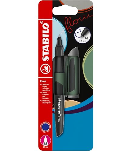 STABILO PointVisco - Penna Roller A Gel 0,5 Mm, Confezione Da 3, Colore Blu, Inchiostro A Asciugatura Rapida E Impugnatura Antiscivolo