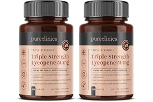 PURECLINICA Lycopen 50mg x 360 Tabletten (2 Flaschen à 180 Tabletten) Dreifache Stärke von regulären Lycra-Nahrungsergänzungsmitteln
