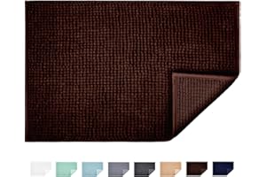 JARITTO Tapis de Bain Antidérapant Absorbant Tapis de Salle de Bain pour Sortie de Douche Baignoire Toilette Cuisine en Microfibre Chenille Lavable en Machine 50 x 80 cm (Café)