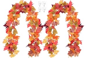 SHAVINGFUN Symulowany liść klonu rattanowe Święto Dziękczynienia DIY liść klonu jesienna dekoracja ścienna wiszący krajobraz winorośl z czterema samoprzylepnymi haczykami tylnymi