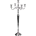 Chandelier Argenté 5 Branches Hauteur 100cm - Transformable Pour Mariage Et Décoration