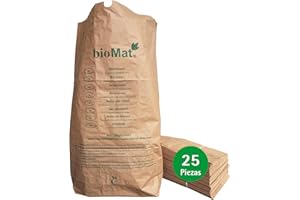 bioMat Bolsas de Basura de Papel 120 Litros, Compostable, De Papel Kraft, De 1 Capa, Resistente al Desgarro y a la Humedad