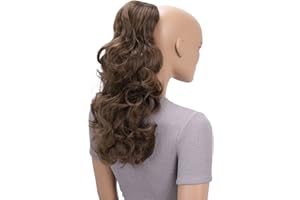 ‎CAISHA CAISHA 45cm Lang Haarteil Zopf Pferdeschwanz Haarverlängerung Mit Kordelverschluss Voluminös Gelockt Hellbraun PH23