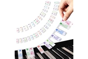 Piano Notes Overlay 61 Keyboard Strip, Azymi Removable Piano Key Labels 61 Key for Beginner, Multi-Color Large Letters Silicone Music Guide for Kids Lean to Play