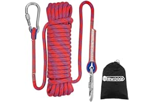 NewDoar 12KN Corde Flottante Marine 10mm Corde d'amarrage 10M/20M/30M Corde d'amarrage pour la Navigation, Le mouillage, Le Camping, la pêche et l'auvent de Tente avec 2 crochets-Rouge/10M